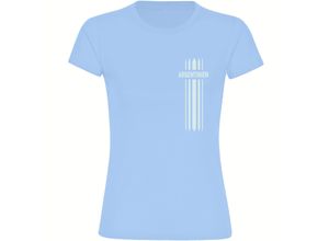 4068859273996 - multifanshop® Damen T-Shirt - Argentinien - Streifen - Druck weiß