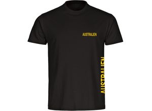 4068859275662 - multifanshop® Herren T-Shirt - Australien - Brust & Seite - Druck gelb