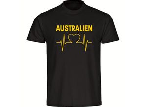 4068859276430 - multifanshop® Herren T-Shirt - Australien - Herzschlag - Druck gelb