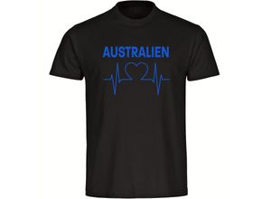 4068859276515 - multifanshop Herren T-Shirt - Australien - Herzschlag - Druck blau - Männer