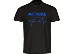 4068859276584 - multifanshop® Herren T-Shirt - Australien - Herzschlag - Druck blau