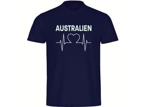 4068859276591 - multifanshop® Herren T-Shirt - Australien - Herzschlag - Druck weiß