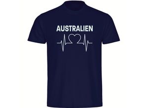 4068859276614 - multifanshop® Herren T-Shirt - Australien - Herzschlag - Druck weiß