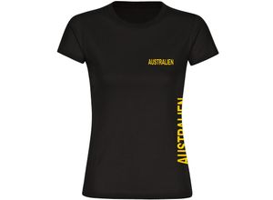 4068859276997 - multifanshop® Damen T-Shirt - Australien - Brust & Seite - Druck gelb