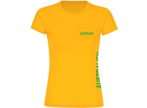 4068859277161 - multifanshop® Damen T-Shirt - Australien - Brust & Seite - Druck grün