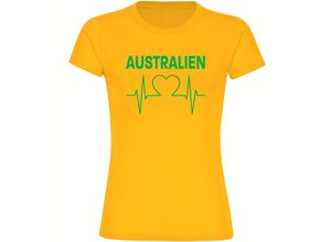 4068859277826 - multifanshop® Damen T-Shirt - Australien - Herzschlag - Druck grün