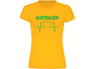 4068859277864 - multifanshop® Damen T-Shirt - Australien - Herzschlag - Druck grün