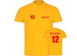 4068859281526 - multifanshop Herren T-Shirt - Belgien - Trikot Nummer 12 - Druck rot - Männer