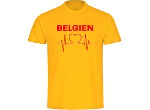 4068859281854 - multifanshop Herren T-Shirt - Belgien - Herzschlag - Druck rot - Männer