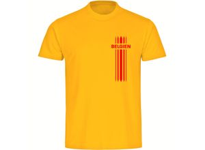 4068859282011 - multifanshop Herren T-Shirt - Belgien - Streifen - Druck rot - Männer