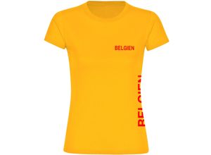 4068859282172 - multifanshop Damen T-Shirt - Belgien - Brust & Seite - Druck rot - Frauen