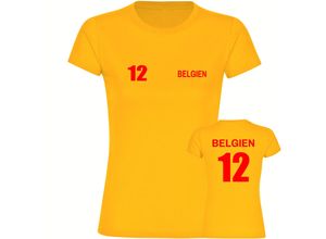 4068859282356 - multifanshop Damen T-Shirt - Belgien - Trikot Nummer 12 - Druck rot - Frauen