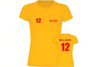 4068859282370 - multifanshop® Damen T-Shirt - Belgien - Trikot 12 - Druck rot