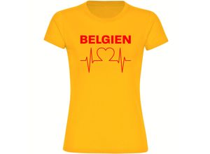 4068859282615 - multifanshop Damen T-Shirt - Belgien - Herzschlag - Druck rot - Frauen