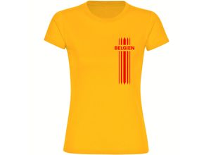 4068859282721 - multifanshop® Damen T-Shirt - Belgien - Streifen - Druck rot