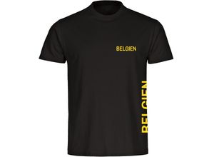 4068859282806 - multifanshop® Kinder T-Shirt - Belgien - Brust & Seite - Druck gelb