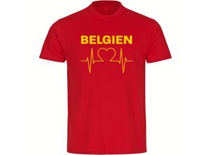 4068859283490 - multifanshop Kinder T-Shirt - Belgien - Herzschlag - Druck gelb - Kind