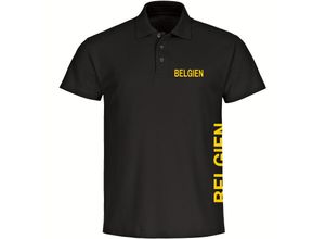 4068859283858 - multifanshop® Poloshirt - Belgien - Brust & Seite - Druck gelb