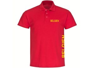 4068859283889 - multifanshop® Poloshirt - Belgien - Brust & Seite - Druck gelb