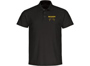 4068859283940 - multifanshop® Poloshirt - Belgien - Herzschlag - Druck gelb