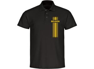 4068859284077 - multifanshop® Poloshirt - Belgien - Streifen - Druck gelb