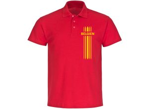 4068859284145 - multifanshop® Poloshirt - Belgien - Streifen - Druck gelb