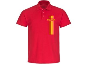 4068859284152 - multifanshop® Poloshirt - Belgien - Streifen - Druck gelb