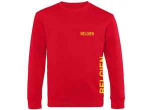 4068859284251 - multifanshop® Sweatshirt - Belgien - Brust & Seite - Druck gelb