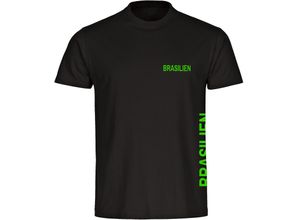 4068859284374 - multifanshop Herren T-Shirt - Brasilien - Brust & Seite - Druck gelb - Männer