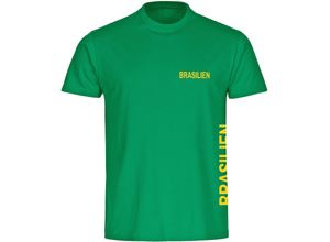 4068859284565 - multifanshop Herren T-Shirt - Brasilien - Brust & Seite - Druck gelb - Männer