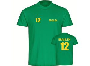 4068859284824 - multifanshop Herren T-Shirt - Brasilien - Trikot Nummer 12 - Druck gelb - Männer