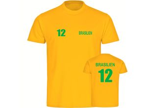 4068859284855 - multifanshop Herren T-Shirt - Brasilien - Trikot Nummer 12 - Druck grün - Männer