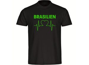 4068859285210 - multifanshop Herren T-Shirt - Brasilien - Herzschlag - Druck gelb - Männer