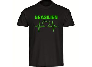 4068859285241 - multifanshop Herren T-Shirt - Brasilien - Herzschlag - Druck gelb - Männer