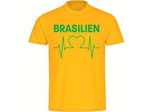 4068859285449 - multifanshop Herren T-Shirt - Brasilien - Herzschlag - Druck grün - Männer