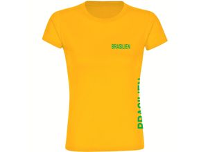 4068859285937 - multifanshop® Damen T-Shirt - Brasilien - Brust & Seite - Druck grün