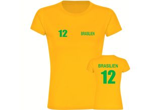 4068859286149 - multifanshop Damen T-Shirt - Brasilien - Trikot Nummer 12 - Druck grün - Frauen