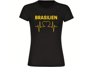 4068859286477 - multifanshop Damen T-Shirt - Brasilien - Herzschlag - Druck grün - Frauen