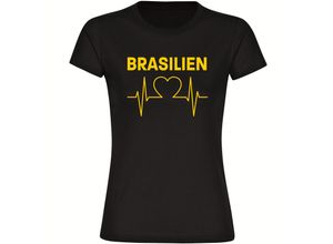 4068859286491 - multifanshop Damen T-Shirt - Brasilien - Herzschlag - Druck grün - Frauen