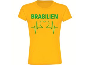 4068859286583 - multifanshop Damen T-Shirt - Brasilien - Herzschlag - Druck grün - Frauen