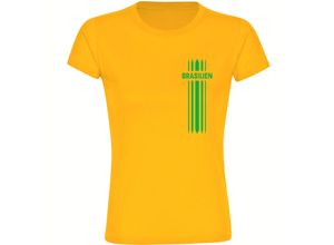 4068859286835 - multifanshop Damen T-Shirt - Brasilien - Streifen - Druck grün - Frauen