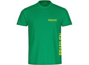 4068859287023 - multifanshop® Kinder T-Shirt - Brasilien - Brust & Seite - Druck gelb