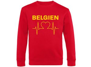 4068859290276 - multifanshop® Sweatshirt - Belgien - Herzschlag - Druck gelb