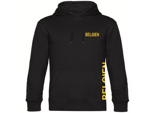 4068859290405 - multifanshop® Kapuzen Sweatshirt - Belgien - Brust & Seite - Druck gelb