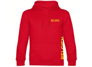 4068859290467 - multifanshop® Kapuzen Sweatshirt - Belgien - Brust & Seite - Druck gelb