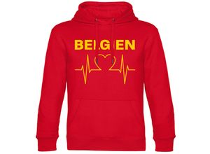 4068859290580 - multifanshop® Kapuzen Sweatshirt - Belgien - Herzschlag - Druck gelb