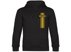 4068859290641 - multifanshop® Kapuzen Sweatshirt - Belgien - Streifen - Druck gelb