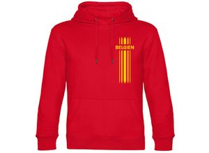 4068859290702 - multifanshop® Kapuzen Sweatshirt - Belgien - Streifen - Druck gelb