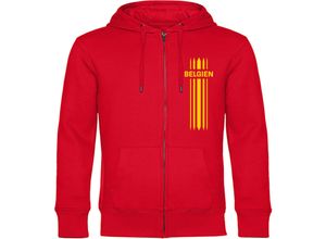 4068859291068 - multifanshop® Kapuzen Sweatshirt Jacke - Belgien - Streifen - Druck gelb