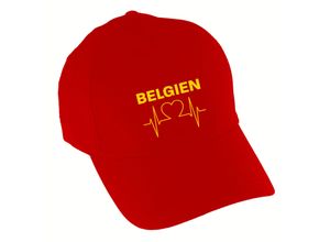 4068859291297 - multifanshop Baseballcap - Belgien - Herzschlag - Druck gelb - Mütze